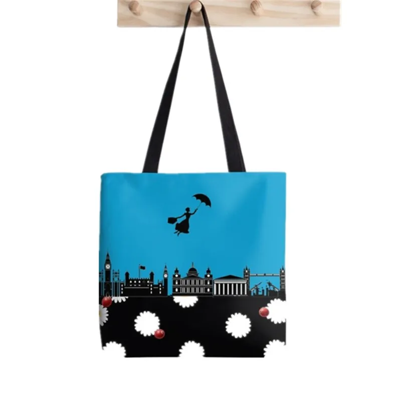 

2021 Shopper Mary Poppins Umbrella Painted Tote Bag women Harajuku shopper handbag girl Shoulder shopping bag Lady Canvas Bag