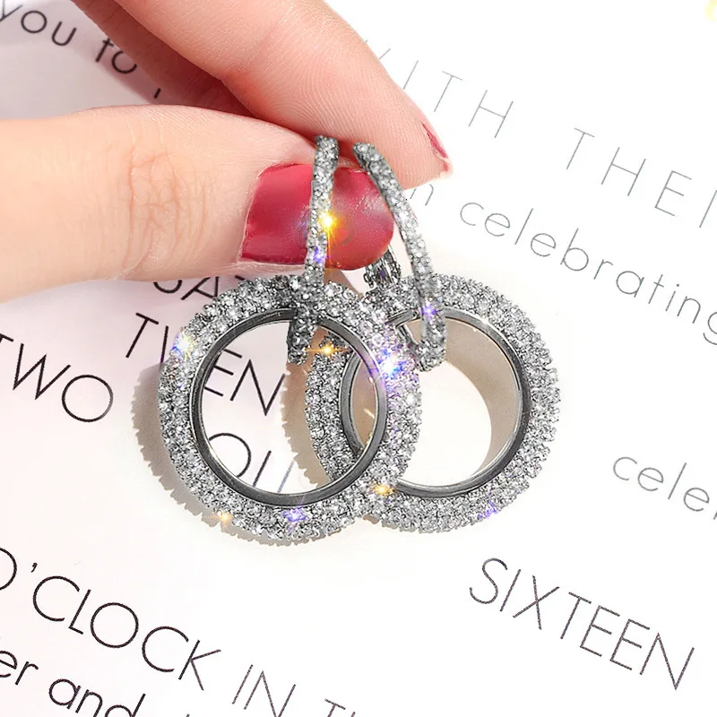 

Earrings for women crystal oorbellen hangers statement chain pendientes largos tassel trendy geometric Euro-American stud