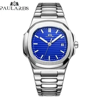automatic self wind mechanical luminous stainless steel blue grey coffe black white dial simple business men watch