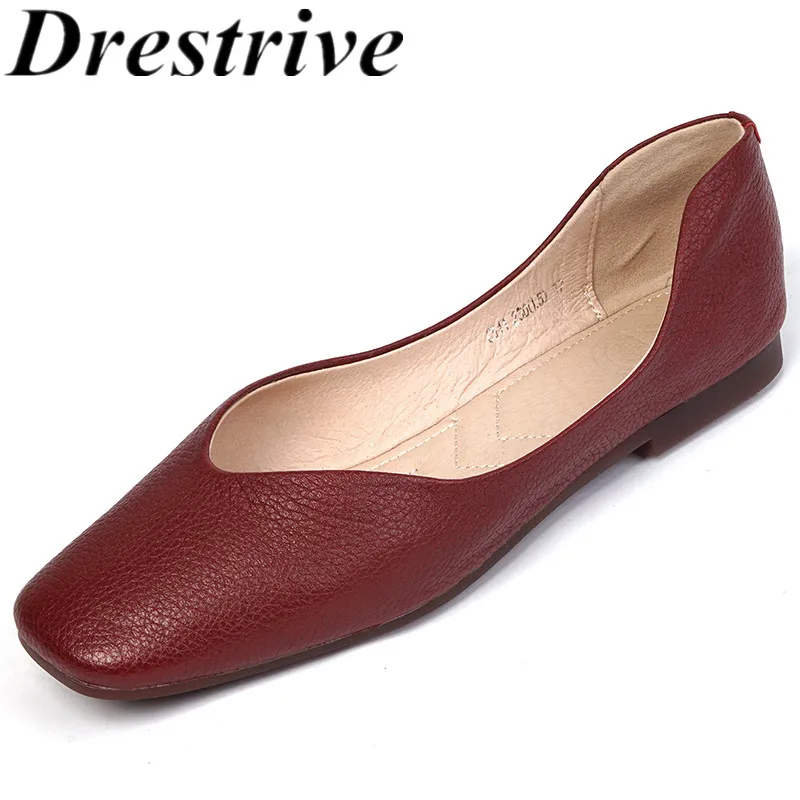 

Туфли женские Drestrive, из натуральной кожи, с квадратным носком, винного цвета, на низком каблуке, весна 2021