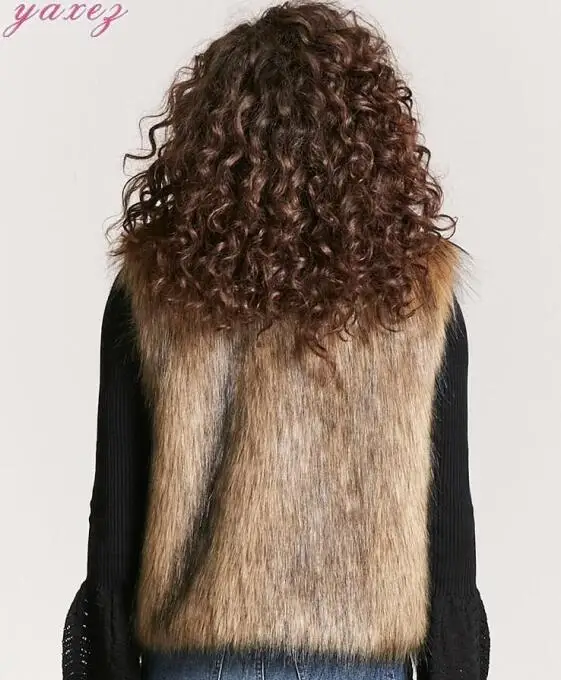

Women's Winter Fake Fur fluffy vest Women Fox fur Slimming Jacket Female Coats Mink warm Vest Plush Faux Fur V-Neck Jackets