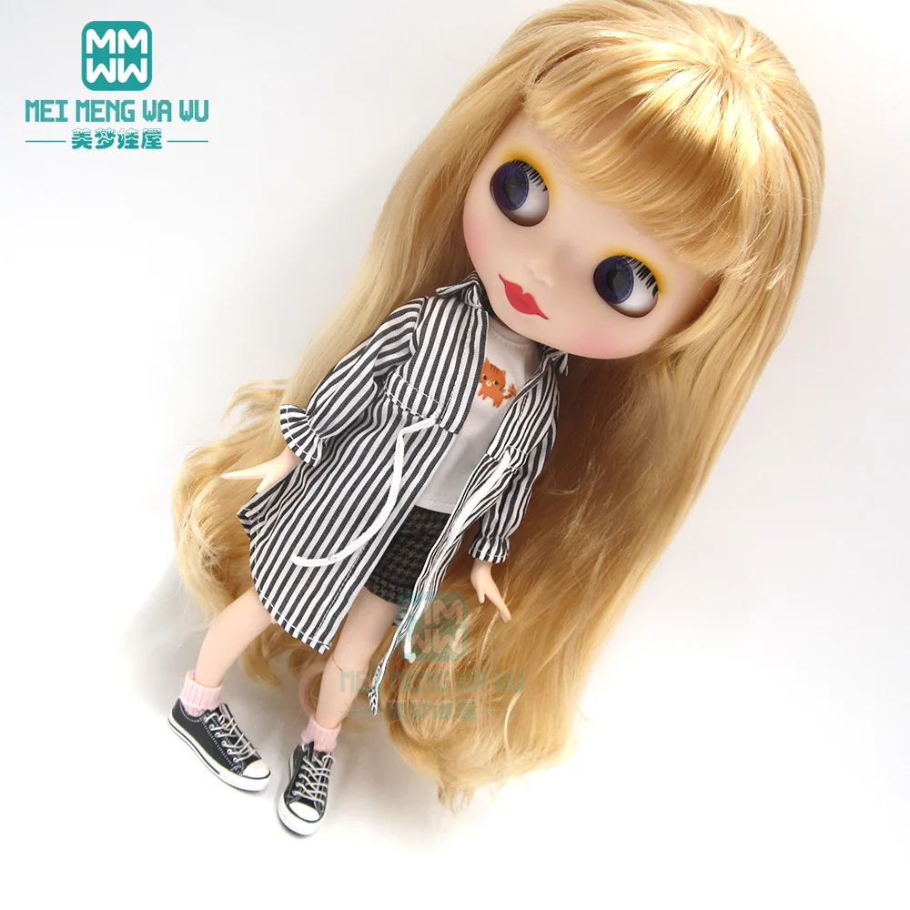 1 шт. одежда Blyth Doll полосатая рубашка синий розовый черный для Azone1/6 Аксессуары