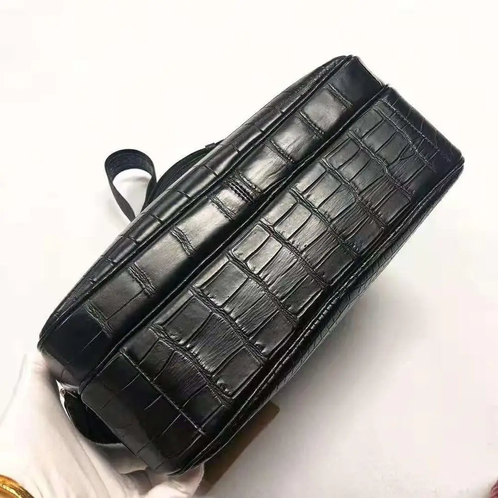 Мужская Наплечная Сумка-Кроссбоди из 100% натуральной крокодиловой кожи черного