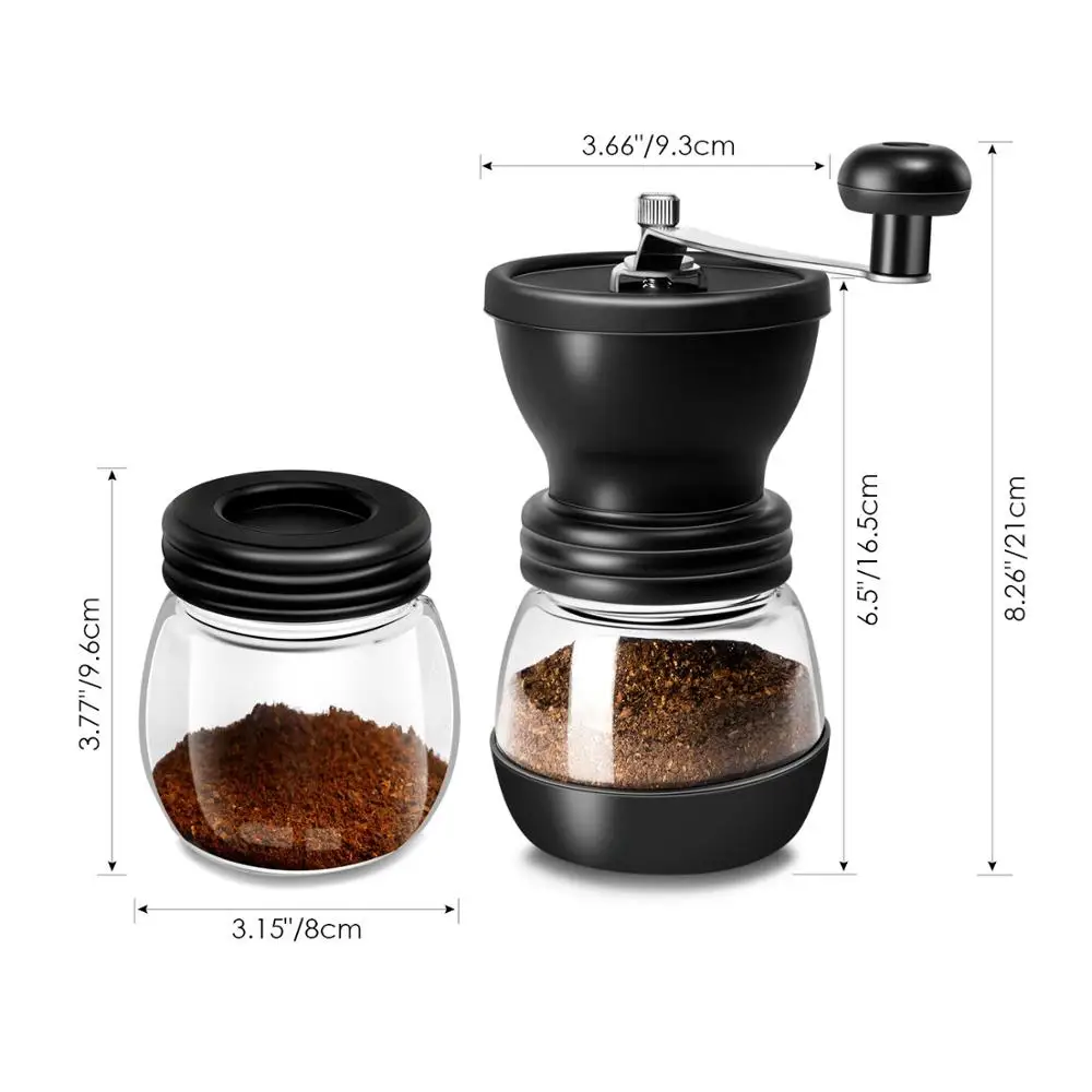 Economici Mano Mulino Di Caffè Chicco Di Caffè Smerigliatrice Con Serbatoio Di Stoccaggio Di Vetro Portatile Manuale Macinino Da Caffè Con Riutilizzabile Creativo Burr
