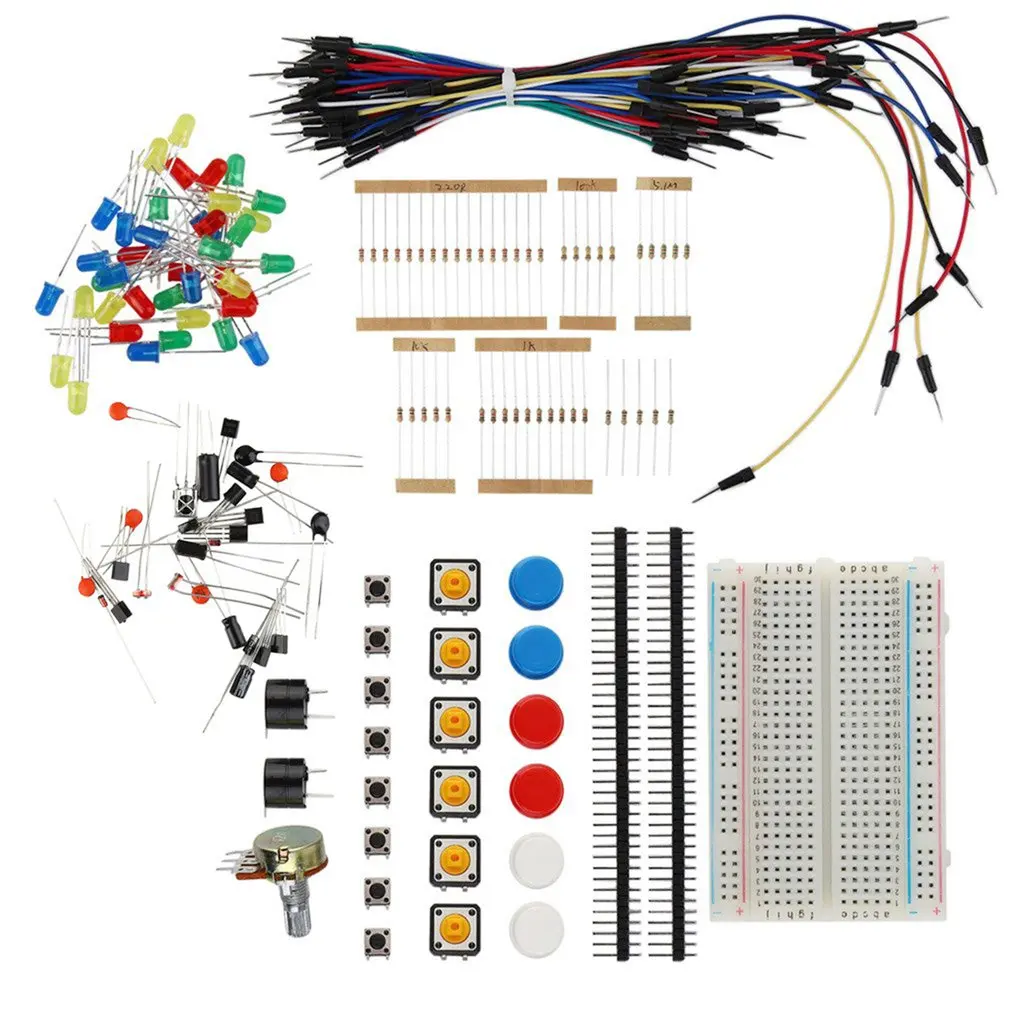 

Starter Kit for arduino Resistor /LED / Capacitor / Jumper Wires / Breadboard resistor Kit with Retail Box