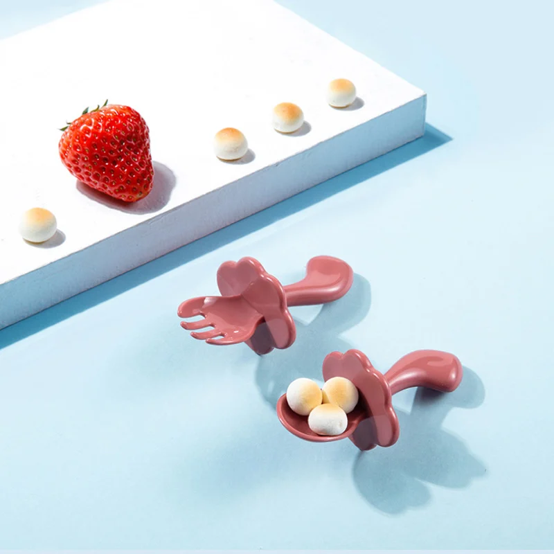 

2 шт./компл. Детские Короткая ручка набор ложка и вилка Детские тренировочные посуда сплошной Цвет столовая утварь для кормления Класс малыш...