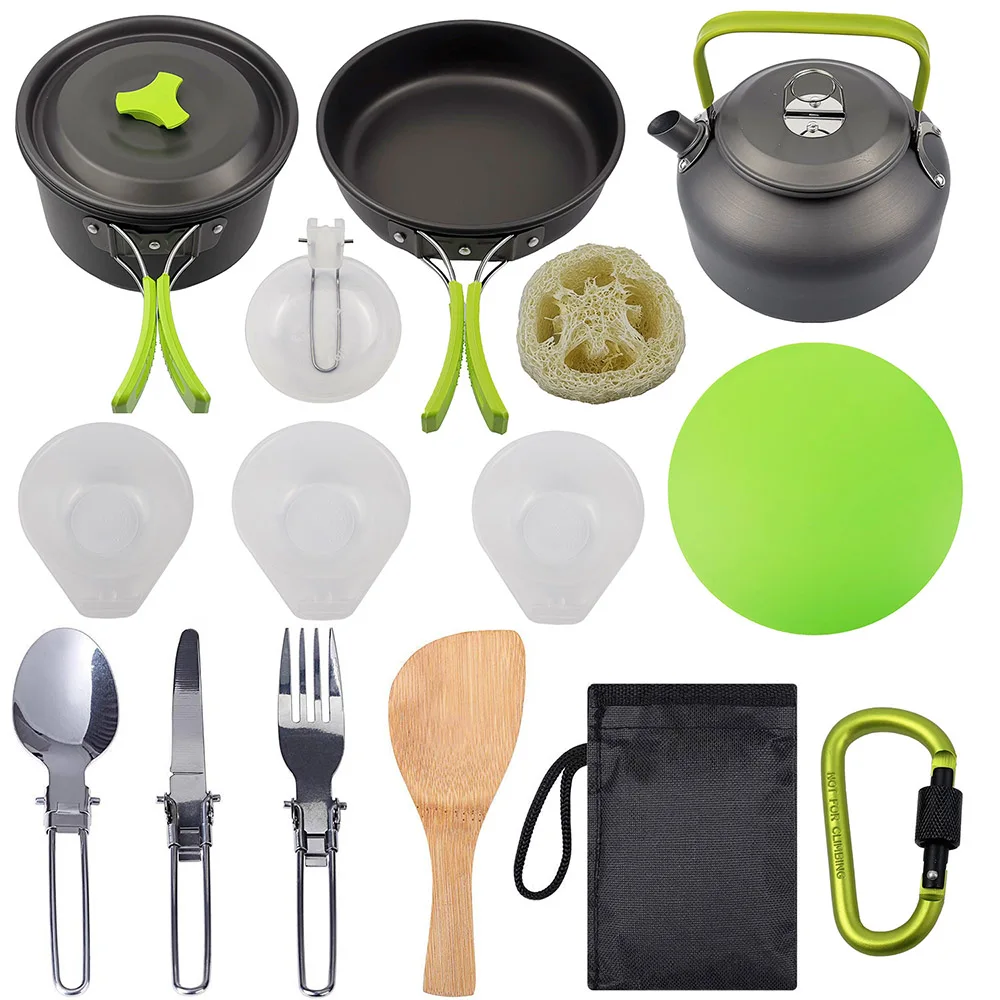 

1 Set Camping Cookware Folding Pot Pan Kettle Chopping Board Camping Cooking Equipment Hiking Backpacking Cooking Set