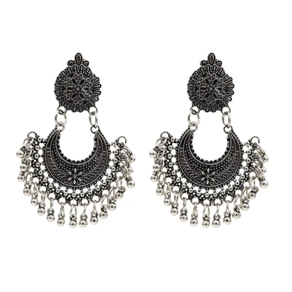 Этнические золотые серьги подвески Jhumka с лотосом мексиканские цыганские