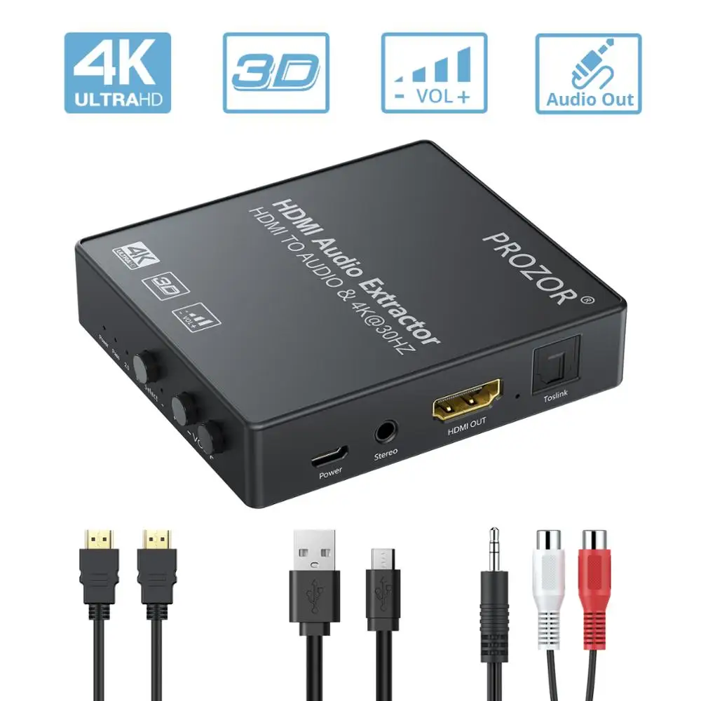 ESYNiC HDMI аудио экстрактор сплиттер в оптический Spdif Toslink + R/L RCA 3 5 мм стерео конвертер