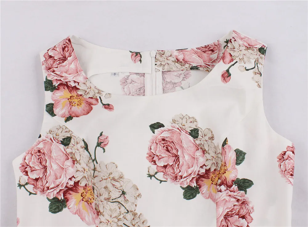 Женское винтажное платье средней длины без рукавов с поясом|Женские платья| |