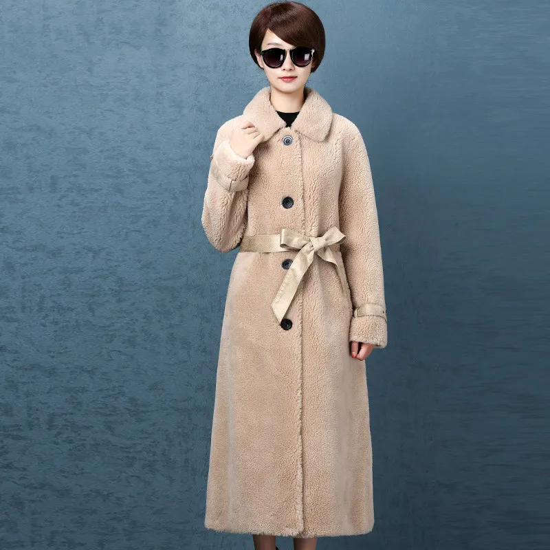 Пальто из натурального меха для женщин овечья шерсть зимнее пальто Корейская