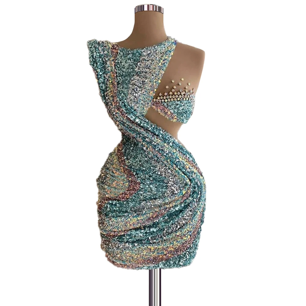 

Sequin Prom Dress Women Evening Party Gown Short Celebrity Dresses Night Club Wear Girls Graduation Homecoming Clothing CXF289