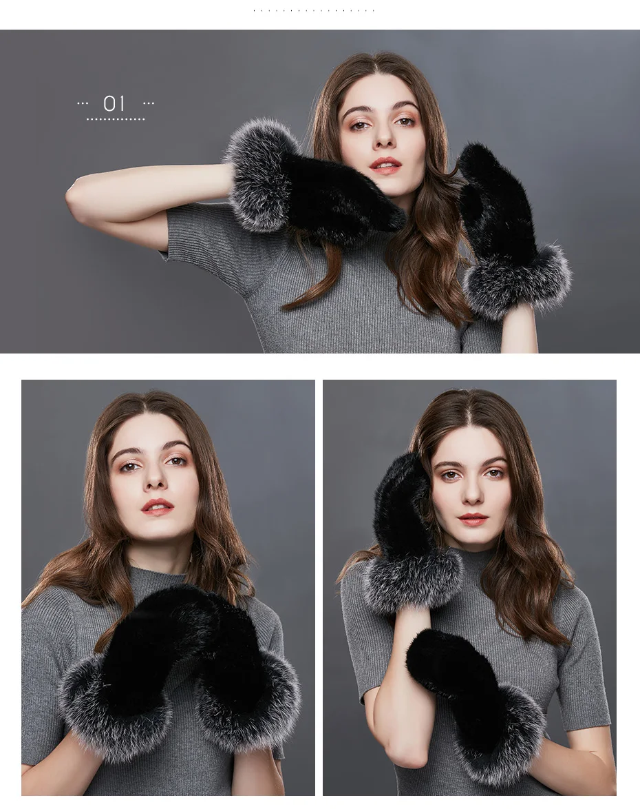 Enjoyfur реального норки Мех Зимние перчатки Женская мода Silver Fox Мех лоскутное Прихватки для мангала Для женщин Красочные теплый толстый Женские варежки