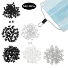 50100 штук черно-белые прозрачные силиконовые жгутовые застежки переключатели для маска затягивающий шнурок регулируемый ремень застежка для шнура кнопка блокировки