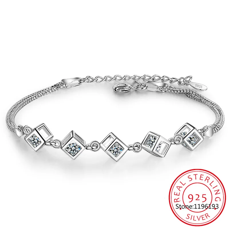 Женский браслет из серебра 925 пробы с коробкой|Гибкие и жесткие браслеты| |