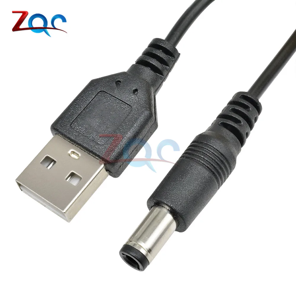 USB на 5 х2 1 мм адаптер постоянного тока 0 8 м кабель источник питания|5.5 x 2.1 male|dc male