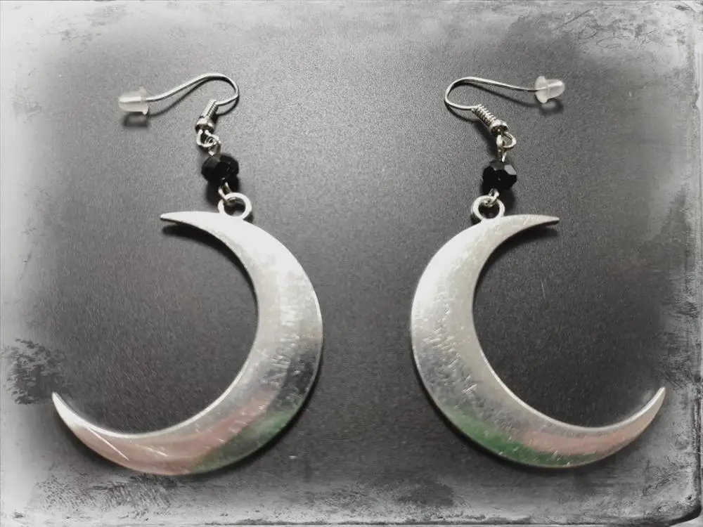 Готический полумесяц искусственный старинный посеребренный амулет Хрустальное