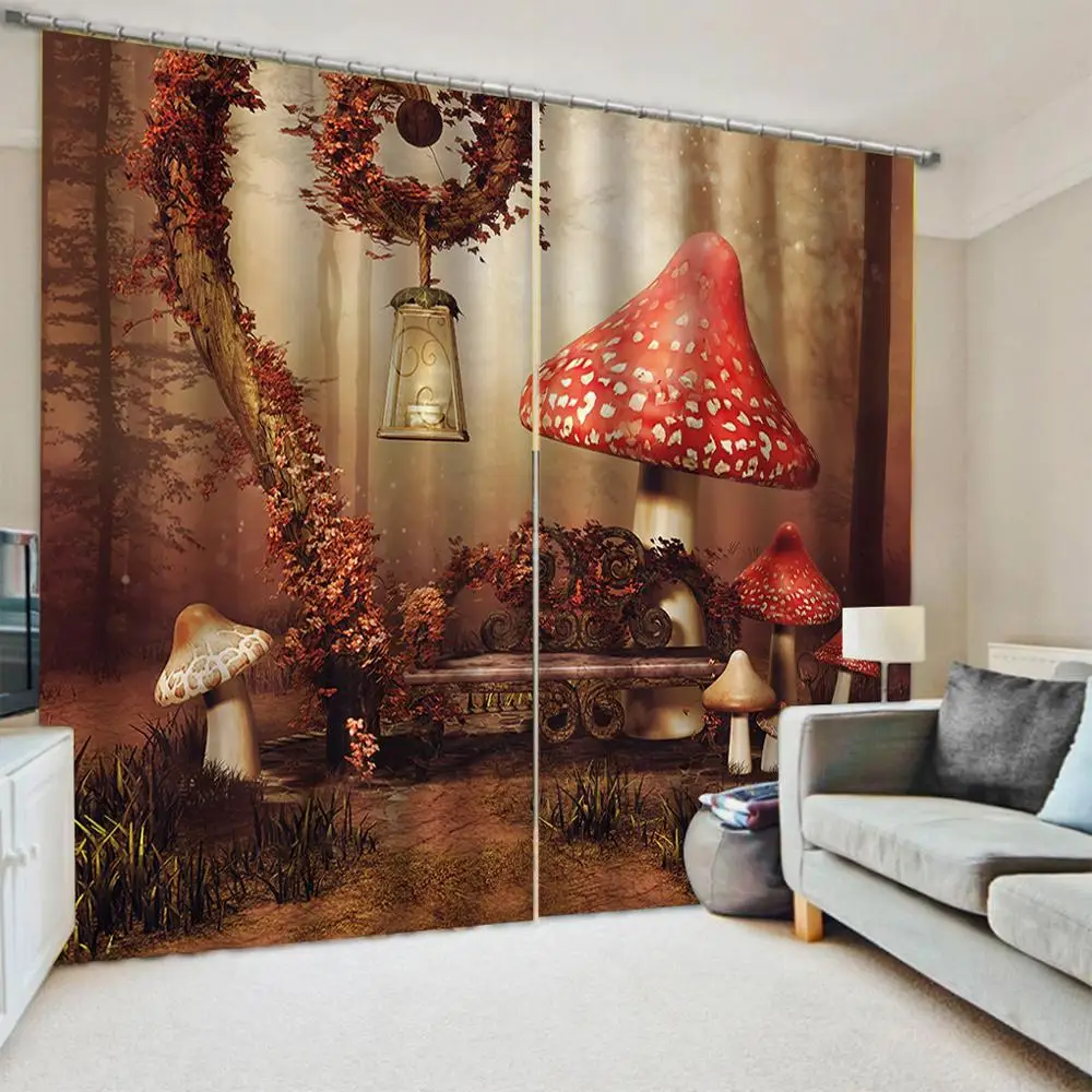 3D Волшебные грибные окна занавески плотные для гостиной спальни декоративные