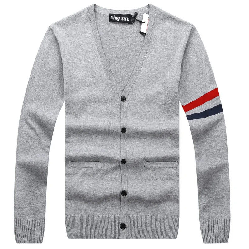 Мужской вязаный кардиган в полоску синий свитер из 2019 хлопка Весна 100%|Кардиганы| |