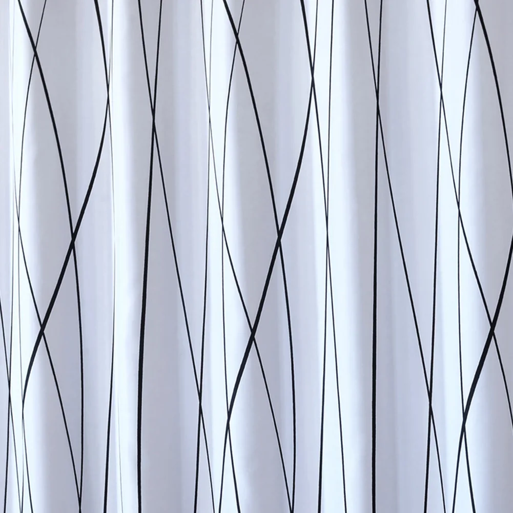 Black Line Simple Polyester Thick Waterproof Mildew Bathroom Hotel Shower Curtain 180x200cm Bath | Дом и сад