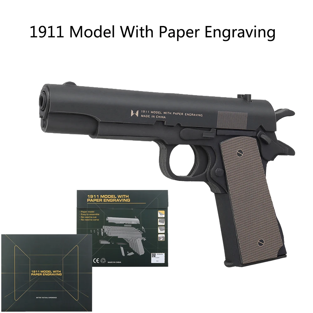 

Glock 1911 3D Paper Model Set Thickened Black Cardboard Tactical Military Pistol Model DIY Emulational Props Paper Engraving
