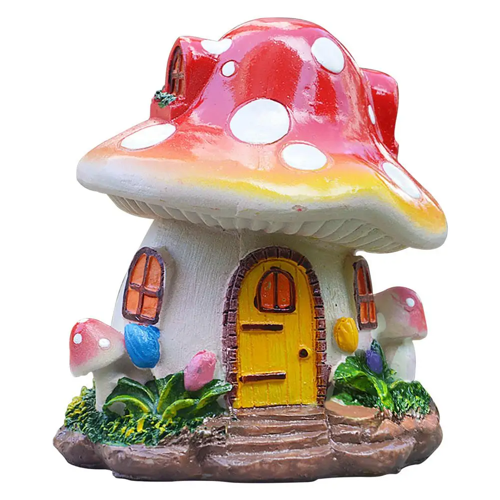 

Mushroom Gnome House Yard Statue Fairy Cottage Garden Sculpture Figurines Dollhouse DIY Crafts For Outdoor Patio Lawn Decoration