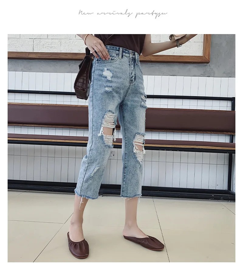 

2021 Sexy Ripped Jeans For Women Pants Vintage High Waist Jeans Femme Loose Streetwear Plus Size Hole Denim Jeans 4XL