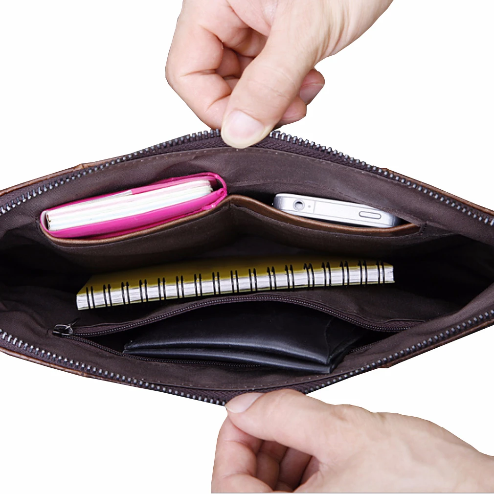 Men's Vintage Fashion Business Crocodile Grain Pattern Clutch Bag Luxury Hand Wallet Phone Wrist Bags Handbags |