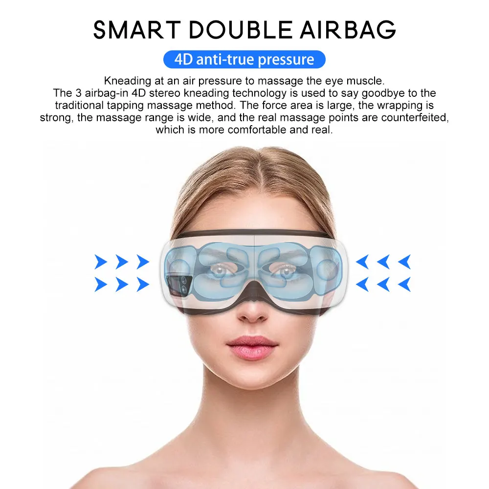 Foldable Eye Massager Air Pressures Fatigue Relieve Vibration Hot Compress Tool Heating Bluetooth Music Relieves | Красота и здоровье