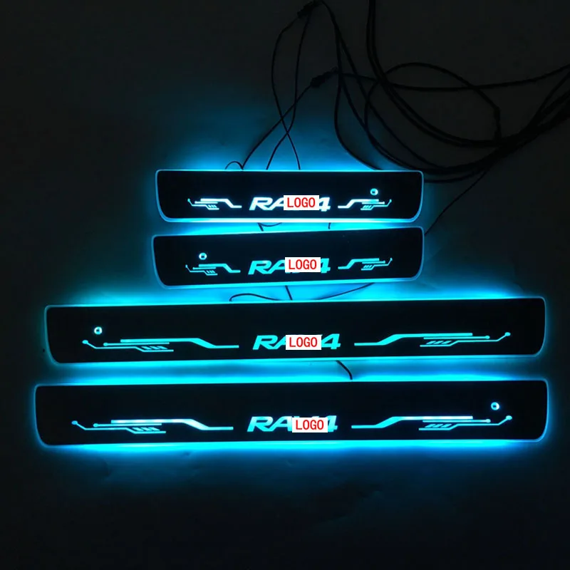 Для RAV4 дверная динамическая Светодиодная лампа Накладка на порог приветственная