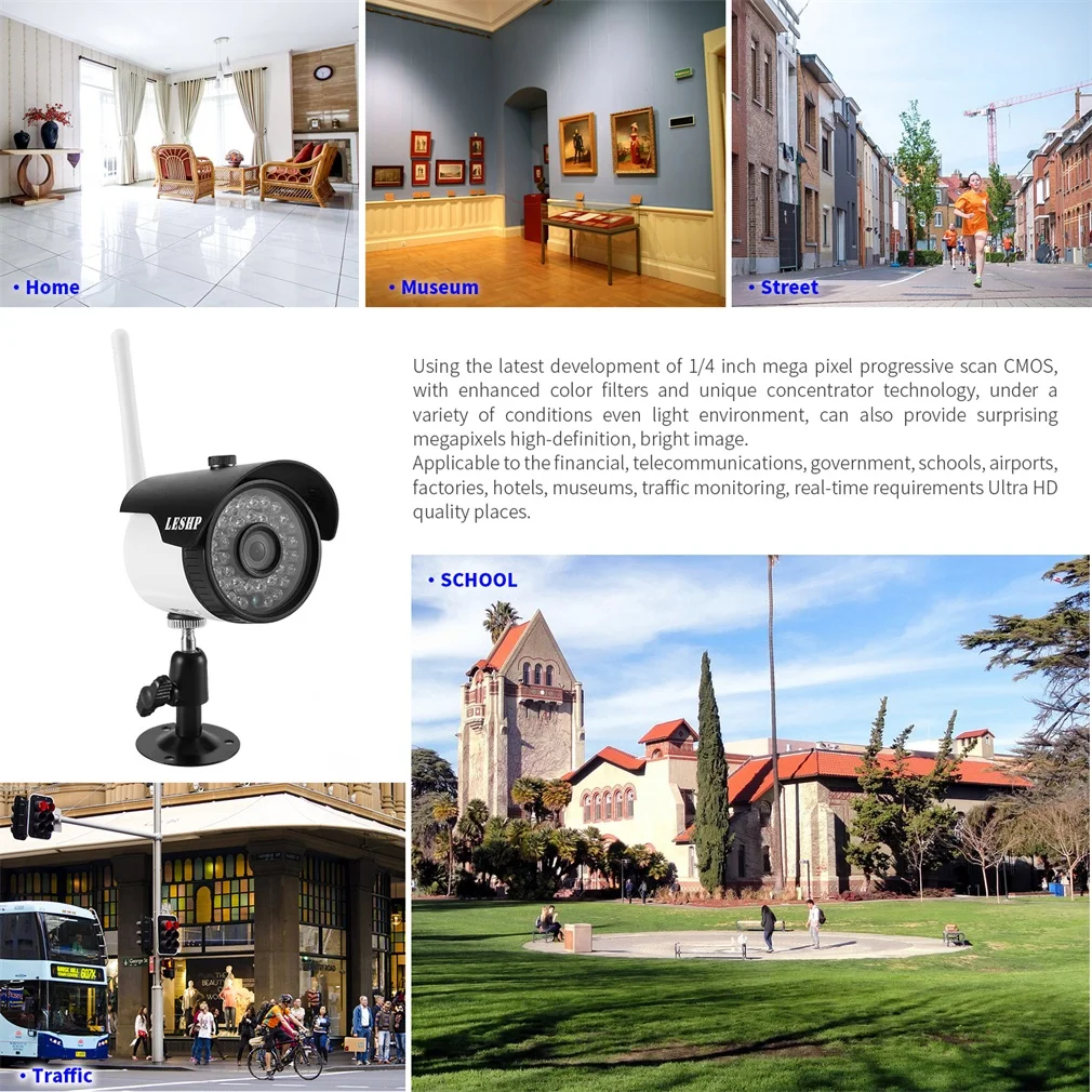 

LESHP Waterproof H.264 1.0 MP1280X720 HD WIFI Security Mini IP IR Bullet Camera SN-IPC-4006FSW10 Network Surveillance Camera