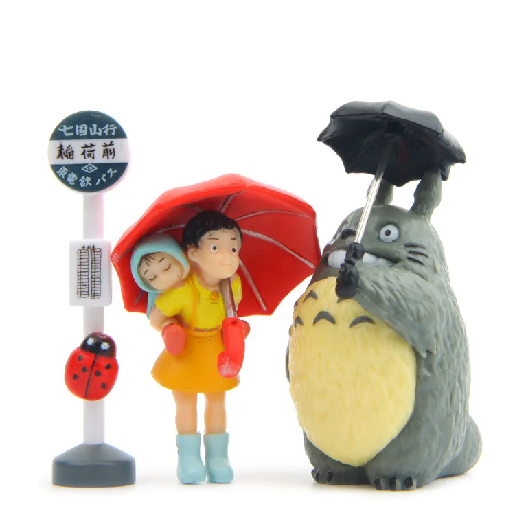 Ghibli Anime Totoro Miyazaki Hayao Umbrella Street lamp Figure Desk Ornament Model Fairy Garden Moss Miniatures Toys Home Decore | Дом и сад