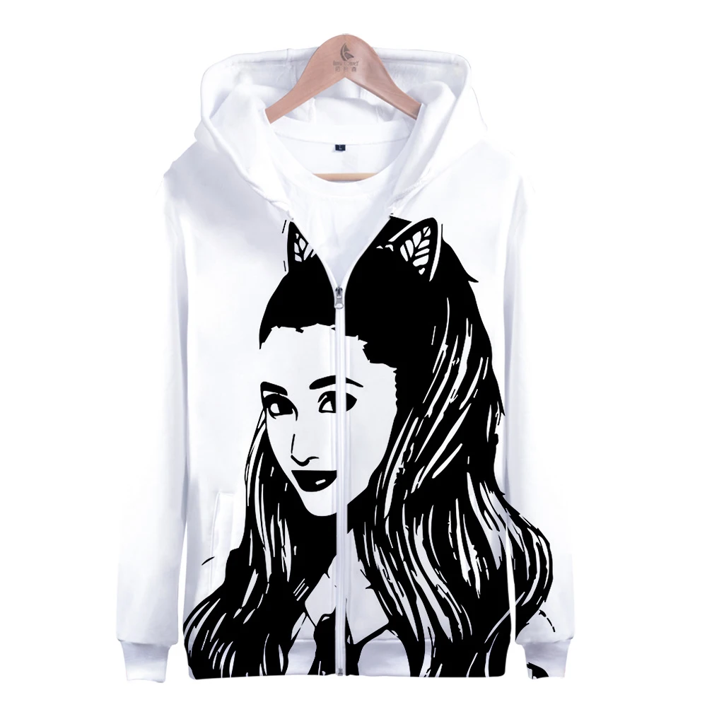 Ariana Grande толстовки на молнии с 3D принтом, спортивный костюм, уличная одежда для женщин/мужчин, толстовка с капюшоном и длинным рукавом