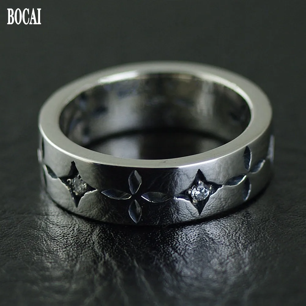 Male and female models carved cross pattern ring, couple Thai silver ring fashion S925 sterling silver ring