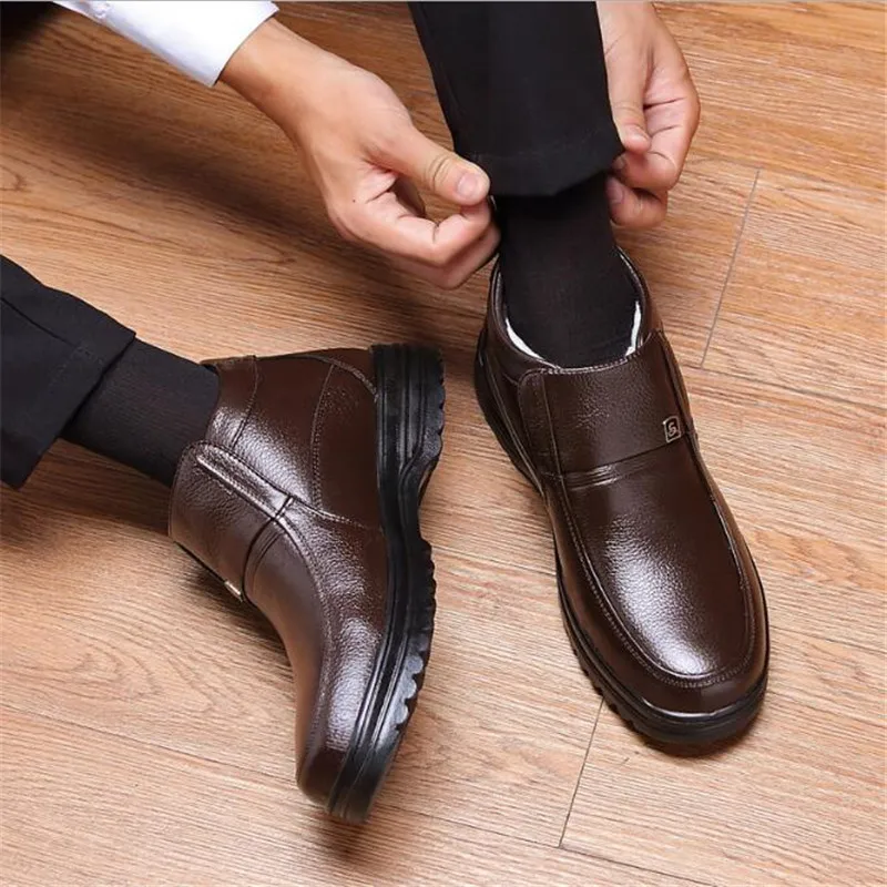 Новые зимние кожаные мужские ботинки из чистой шерсти высокие походные