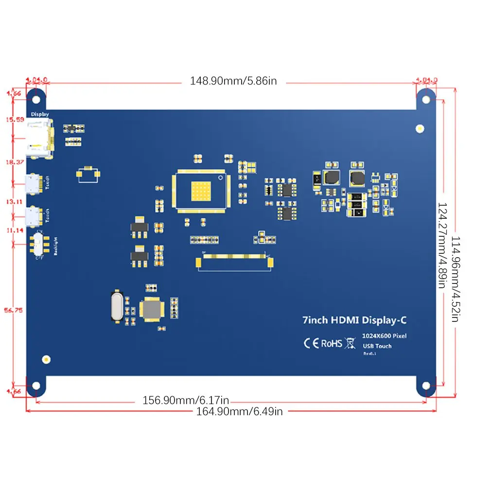 

7/5/4/3.5-inch LCD monitor HDMI 1024X600 screen capacitive screen for Raspberry Pi 4 Model B 3B+/3B/2B/B+ screen