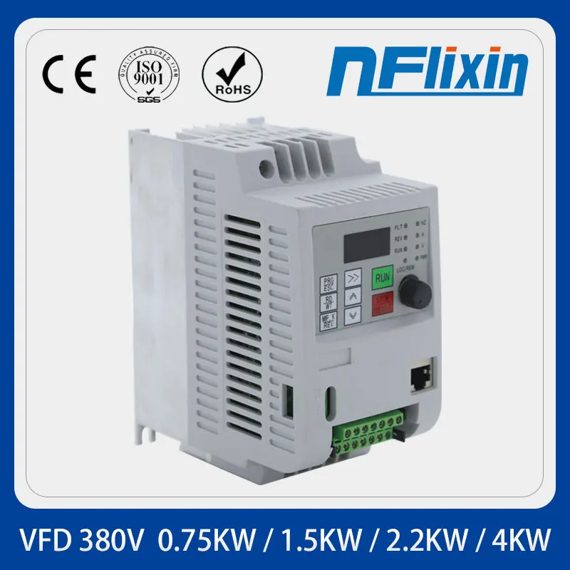 

Frequency Converter For Motor 380V 0.75KW/1.5KW/2.2KW/4KW 3 Phase Input And Three Output 50hz/60hz AC Drive VFD Inverter