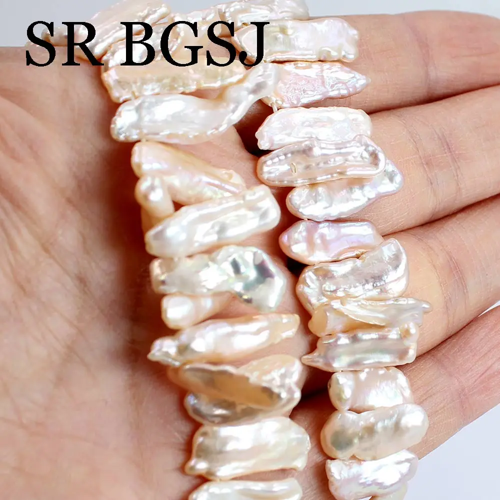 

Free ship 8x18mm Pink Biwa Top Drill Baroque Reborn Keshi Natural Pearl Handwork DIY Wholesale Beads 14"