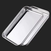 1 pc stainless steel storage trays steamed sausage dish rectangle fruit bread cookie pans multi function kitchen baking plate