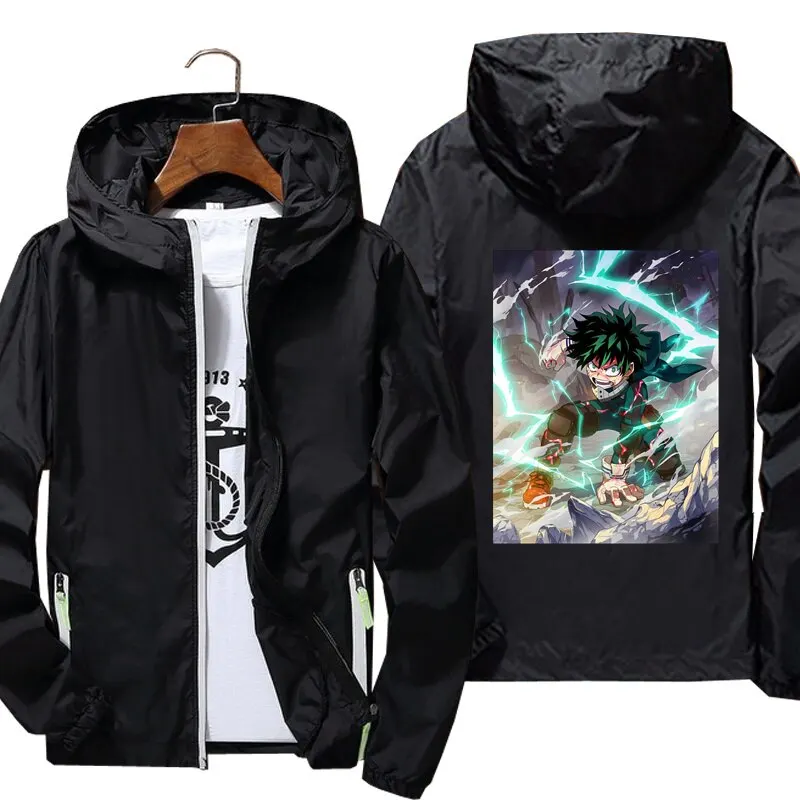 

2021 Men's coat My Hero Academia Cool Deku printing Windbreak jacket Reflective Skin Sun Spring Autumn brand jacket