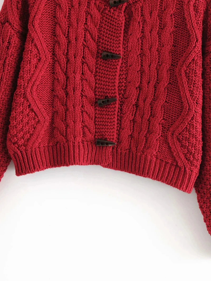 Винтажный женский короткий кардиган на пуговицах осень 2020 красная модная