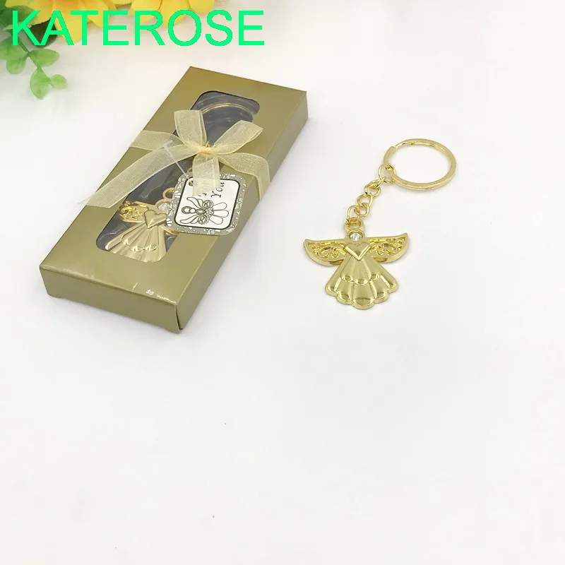 Gold 24 шт подарок малышу на крещение Ангел-Хранитель Золотой/Серебряный брелок сувенирный детский душ - Цвет: Gold