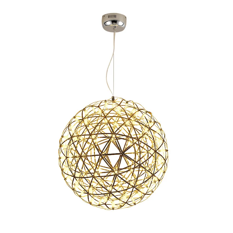 

Modern Circle Firework LED Pendant Lights Chandeliers Lighting Stainless Steel Spark Ball Hanging Lamp For Hotel Hall Lustre