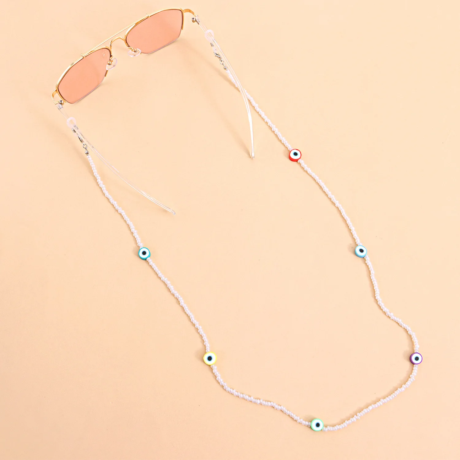 

2021 Multicolor Evil Eye Beads Face Mask Chain Holder Women Sunglasses Eyeglasses Lanyards Hanging Neck Strap Chain Accessories