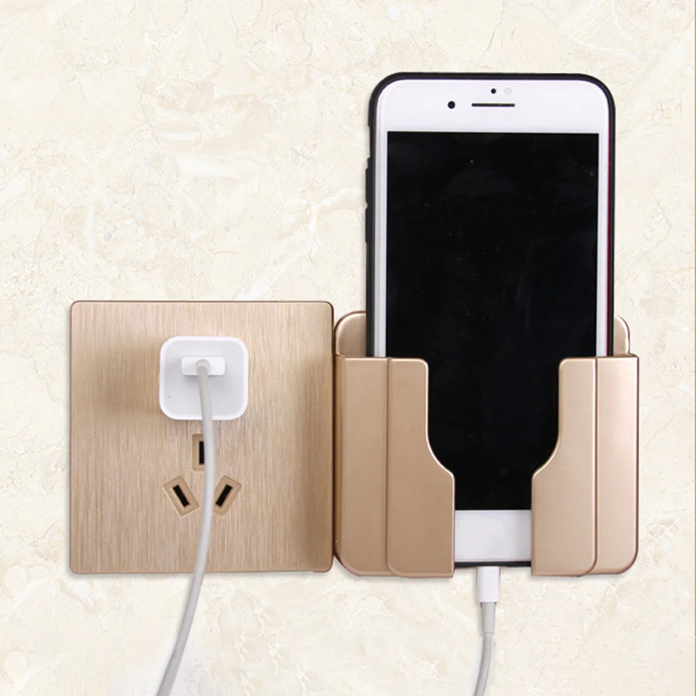 New Wall Stand Mount Mobile Phone Charger Holder Solid Socket Sticky Adhesive For IPhone X 8 7 6 | Дом и сад