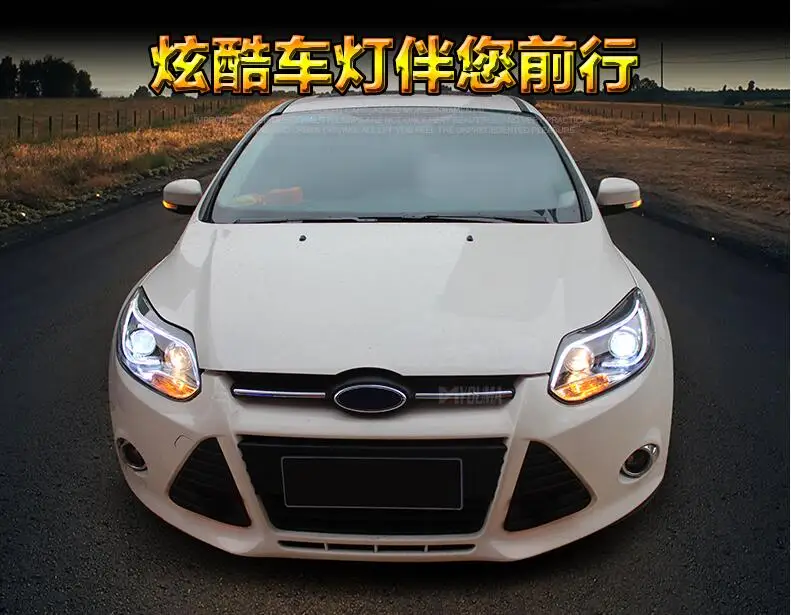 Hireno налобный фонарь для 2012- Ford Focus фара в сборе светодиодный DRL ангел объектив двойной луч HID Xenon 2 шт