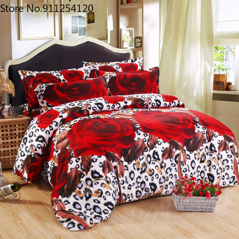 Комплект постельного белья для пар комплект черного с 3d рисунком влюбленных роз