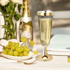 20 шт., Золотые пластиковые бокалы для шампанского, 5 унций, пластиковые бокалы для шампанского с золотой каймой, одноразовые золотые бокалы высокого качества