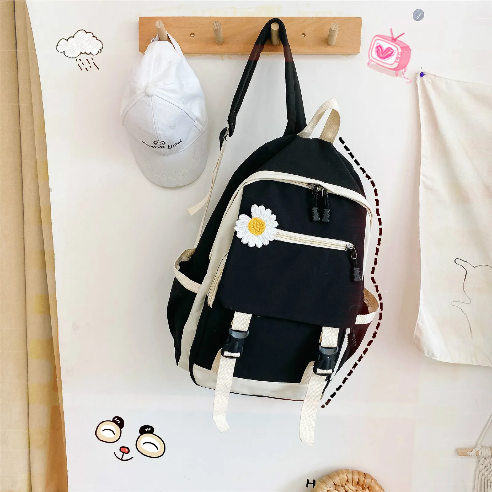 

Cute Women Backpack 2020 New Female Panelled School Bags for Girls Korean Harajuku High School Students Woman Backpack Kawaii