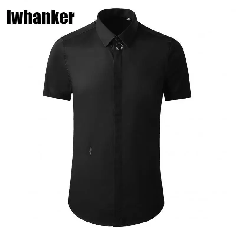 

Мужские рубашки с принтом Lightning, мужские рубашки с коротким рукавом, Мужские приталенные мужские строгие рубашки